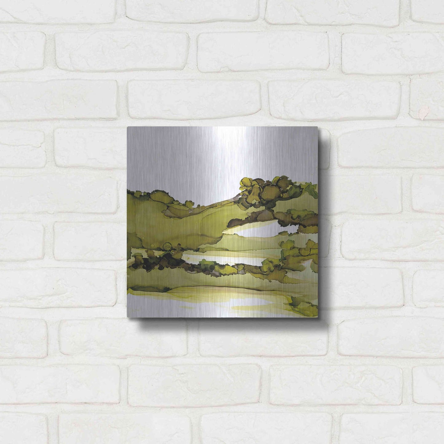 Luxe Metal Art 'Greenscape I' by Chris Paschke, Metal Wall Art,12x12