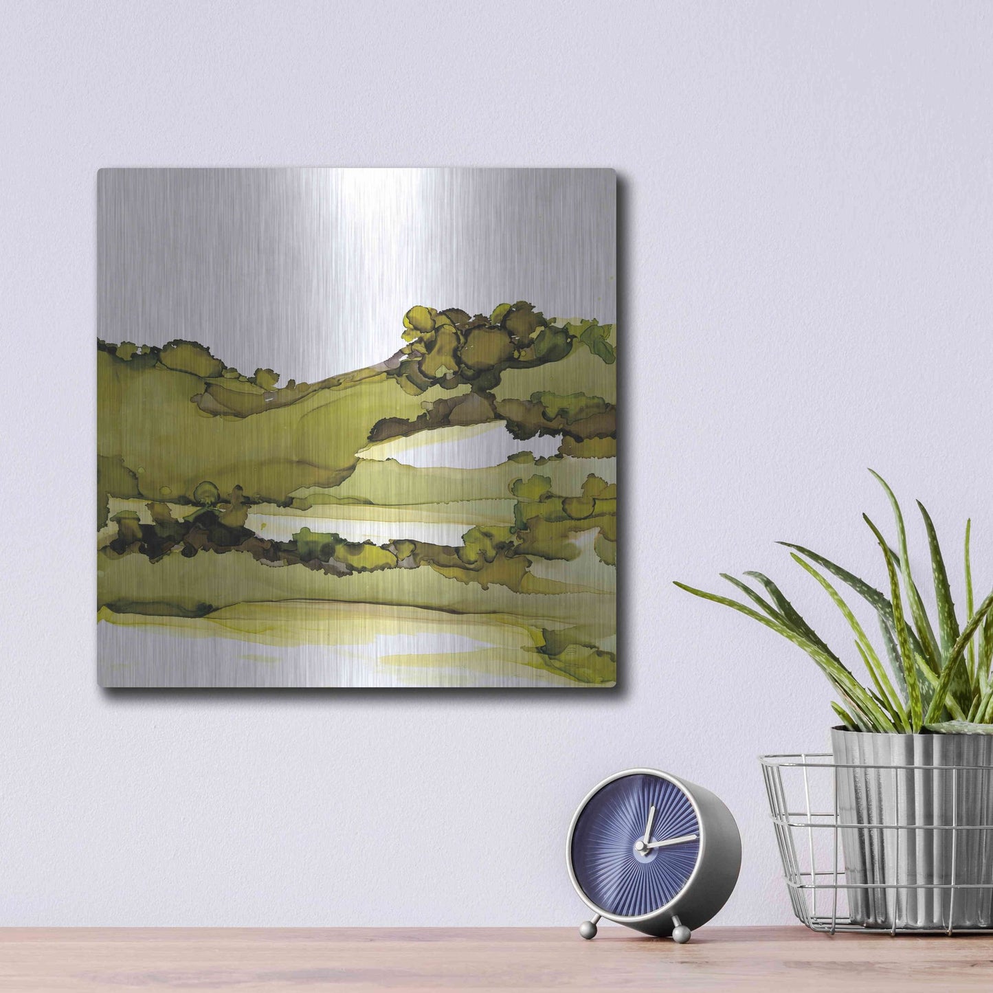 Luxe Metal Art 'Greenscape I' by Chris Paschke, Metal Wall Art,12x12