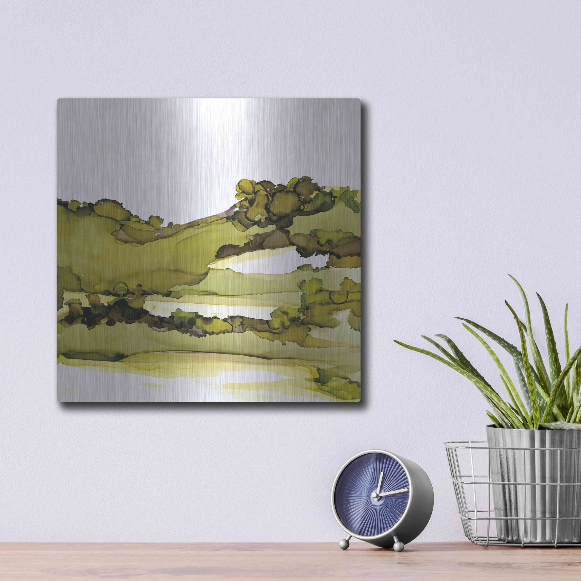 Luxe Metal Art 'Greenscape I' by Chris Paschke, Metal Wall Art,12x12