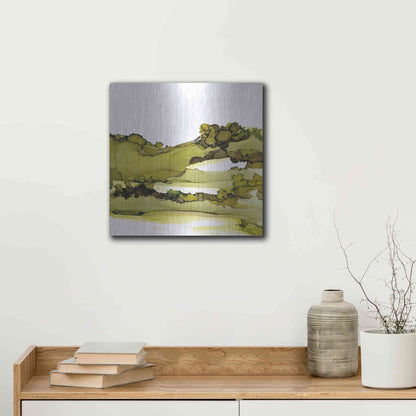 Luxe Metal Art 'Greenscape I' by Chris Paschke, Metal Wall Art,12x12