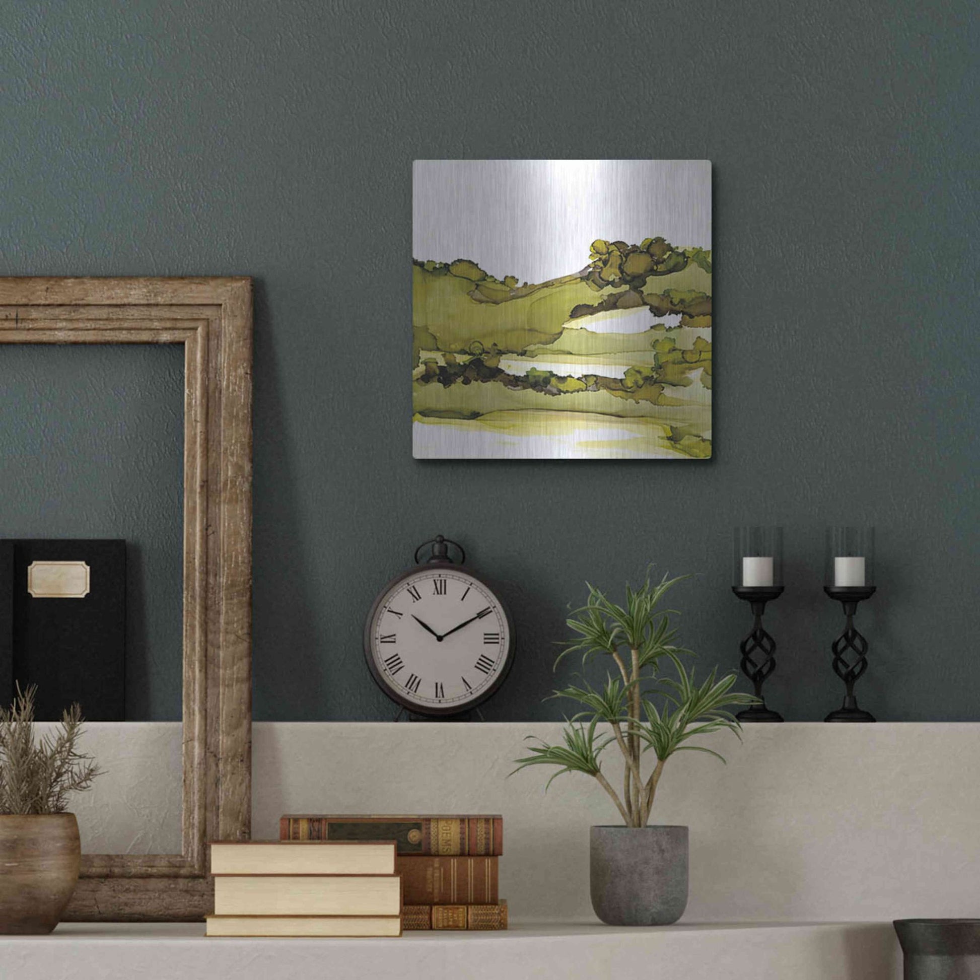 Luxe Metal Art 'Greenscape I' by Chris Paschke, Metal Wall Art,12x12