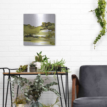 Luxe Metal Art 'Greenscape I' by Chris Paschke, Metal Wall Art,12x12