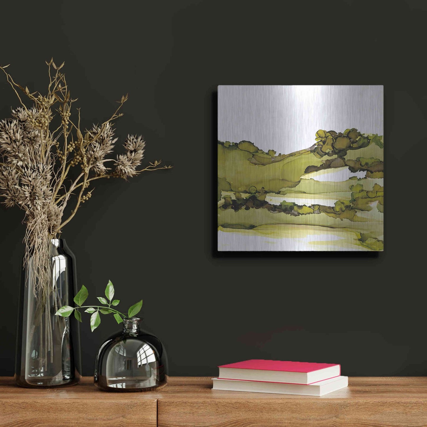 Luxe Metal Art 'Greenscape I' by Chris Paschke, Metal Wall Art,12x12