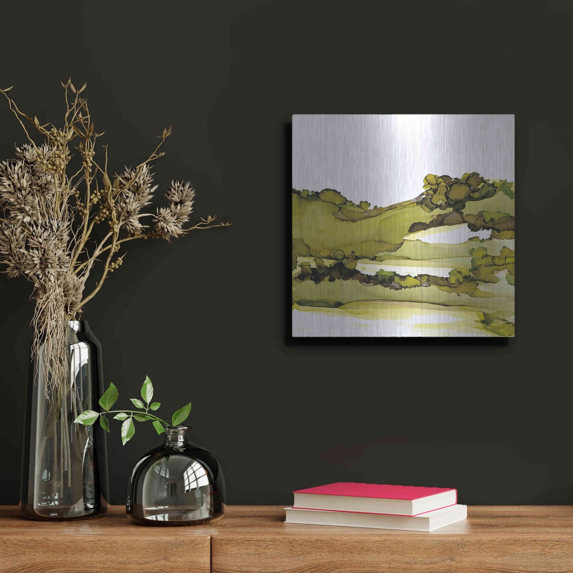 Luxe Metal Art 'Greenscape I' by Chris Paschke, Metal Wall Art,12x12