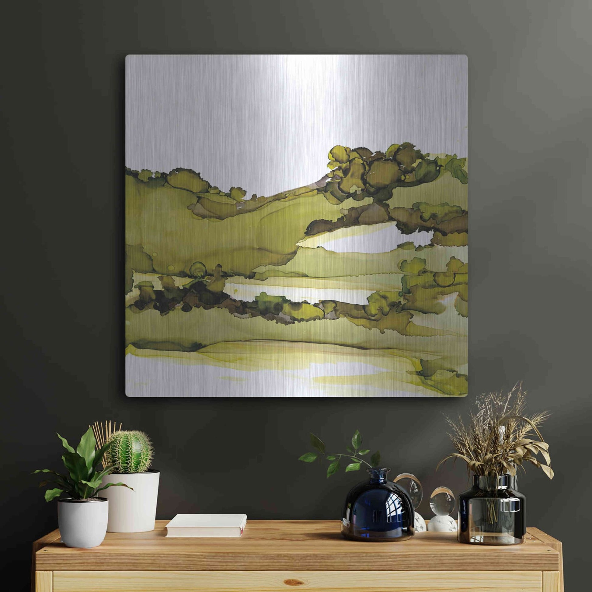 Luxe Metal Art 'Greenscape I' by Chris Paschke, Metal Wall Art,24x24