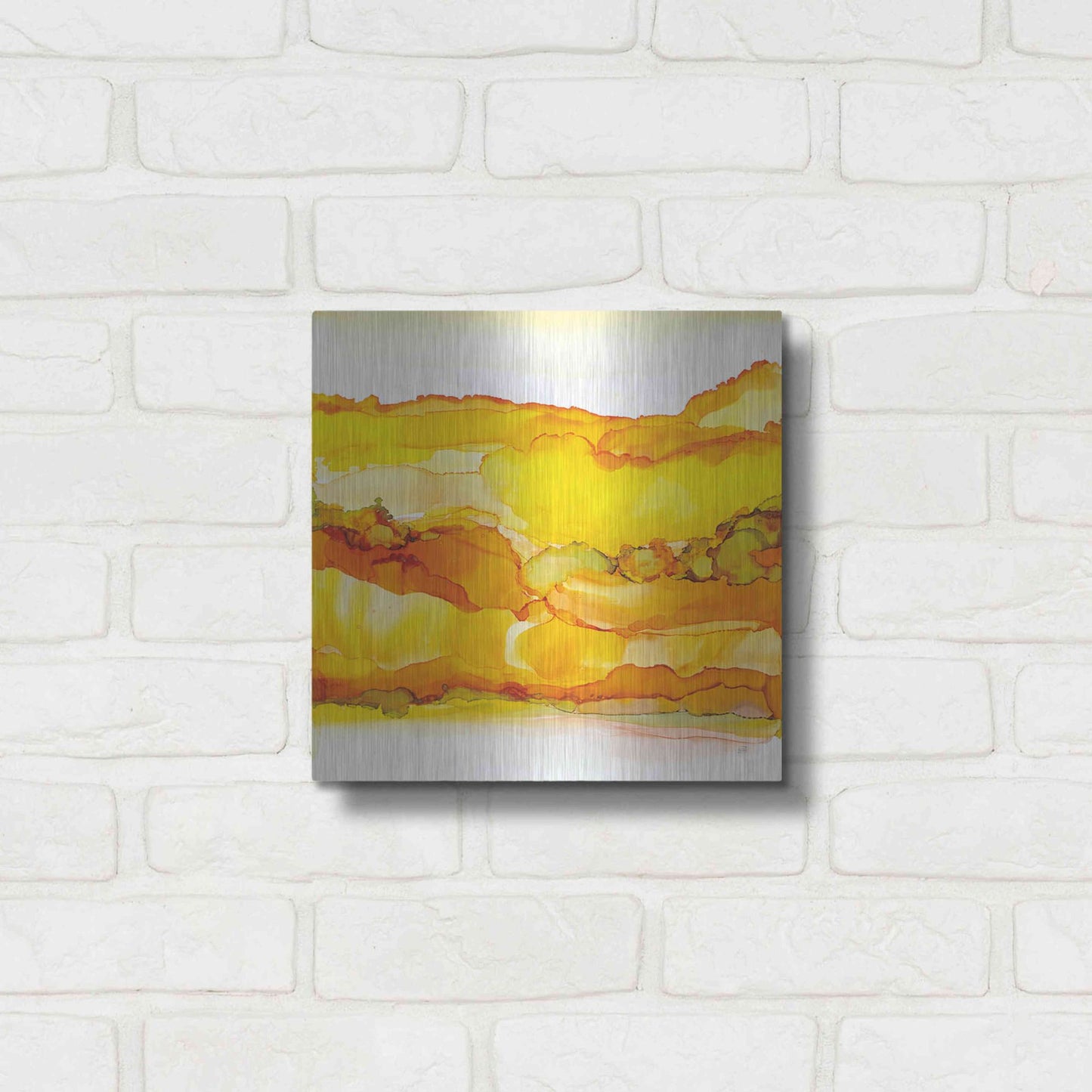 Luxe Metal Art 'Yellowscape II' by Chris Paschke, Metal Wall Art,12x12