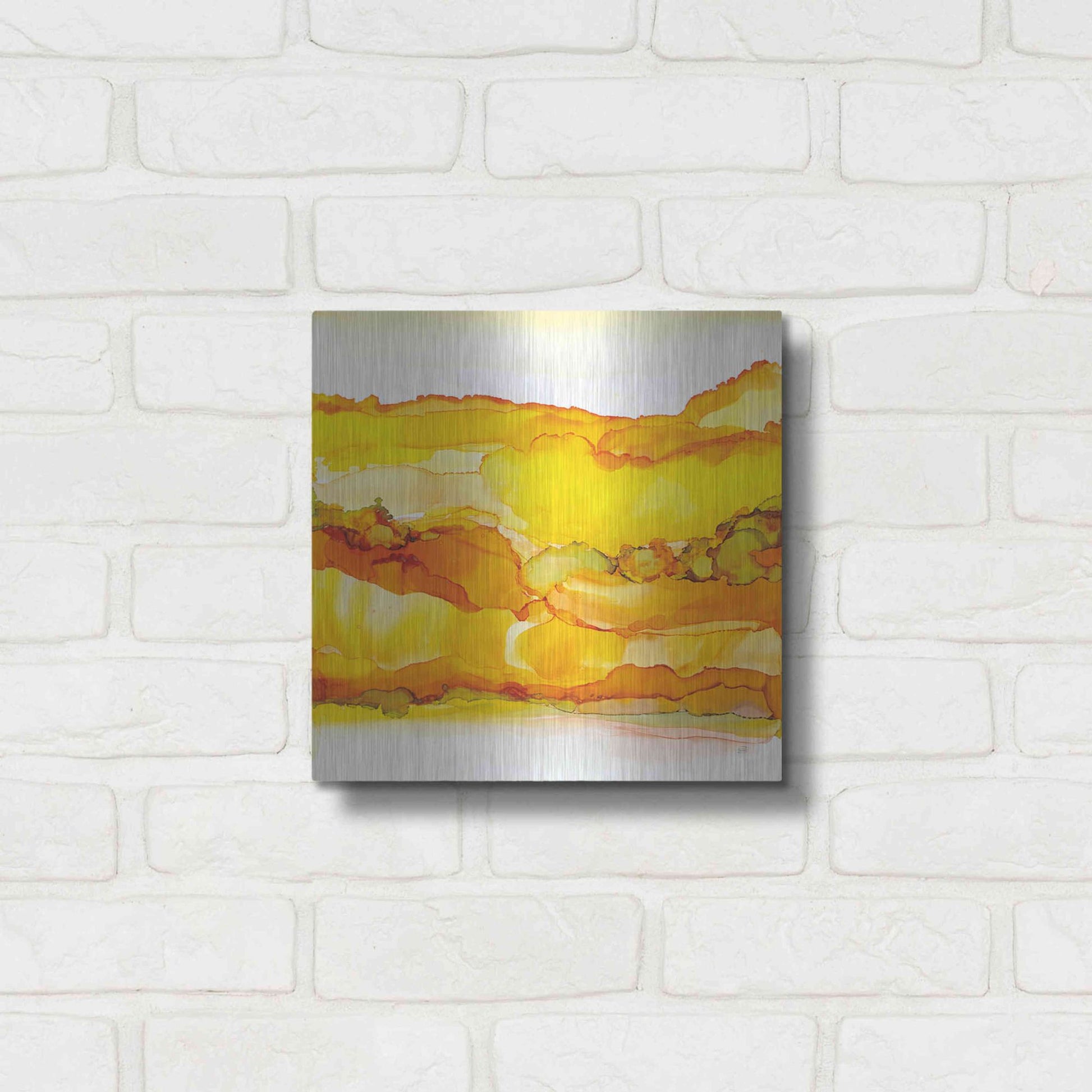 Luxe Metal Art 'Yellowscape II' by Chris Paschke, Metal Wall Art,12x12