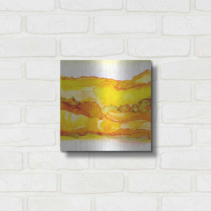 Luxe Metal Art 'Yellowscape II' by Chris Paschke, Metal Wall Art,12x12