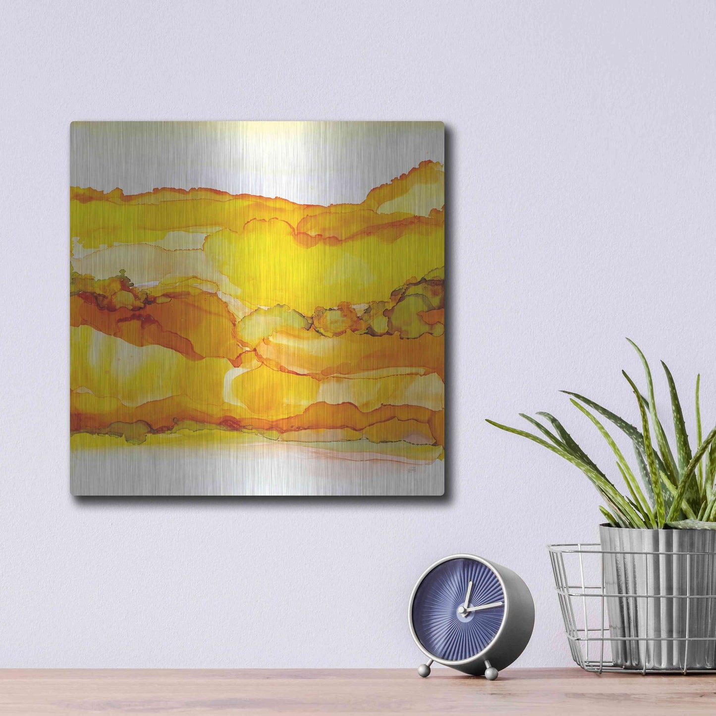 Luxe Metal Art 'Yellowscape II' by Chris Paschke, Metal Wall Art,12x12