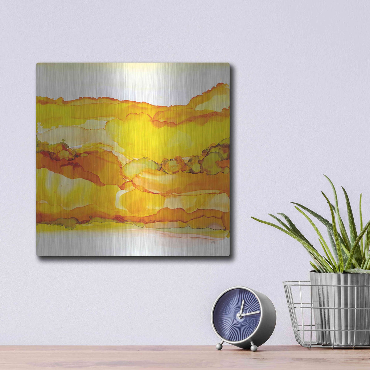 Luxe Metal Art 'Yellowscape II' by Chris Paschke, Metal Wall Art,12x12
