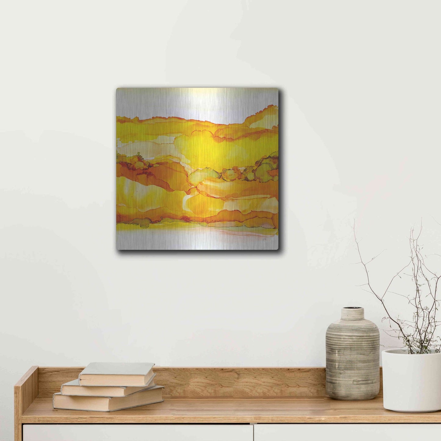 Luxe Metal Art 'Yellowscape II' by Chris Paschke, Metal Wall Art,12x12