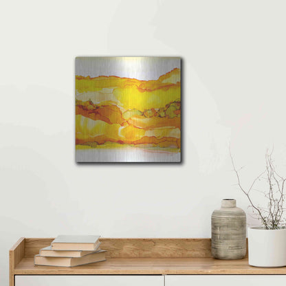 Luxe Metal Art 'Yellowscape II' by Chris Paschke, Metal Wall Art,12x12