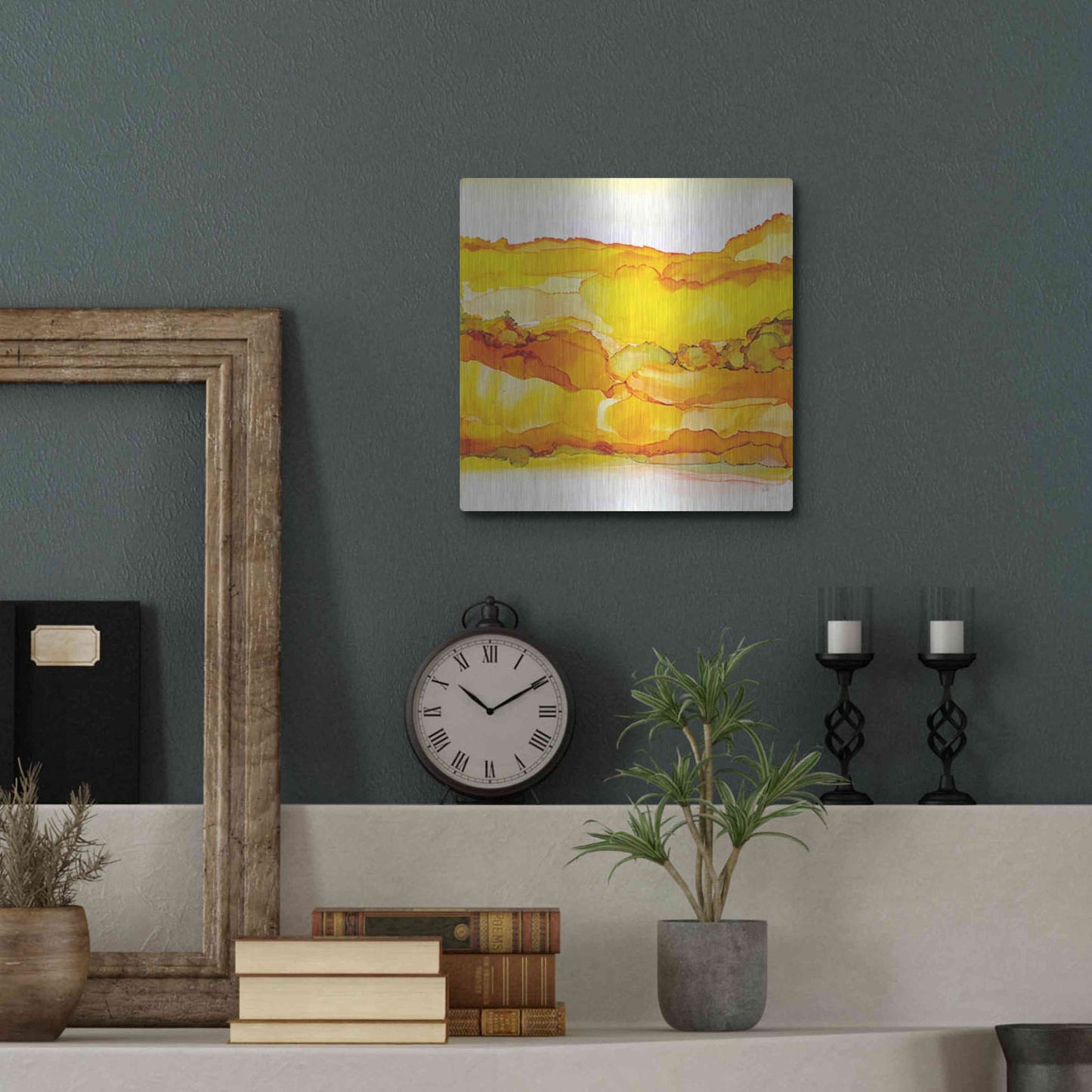 Luxe Metal Art 'Yellowscape II' by Chris Paschke, Metal Wall Art,12x12