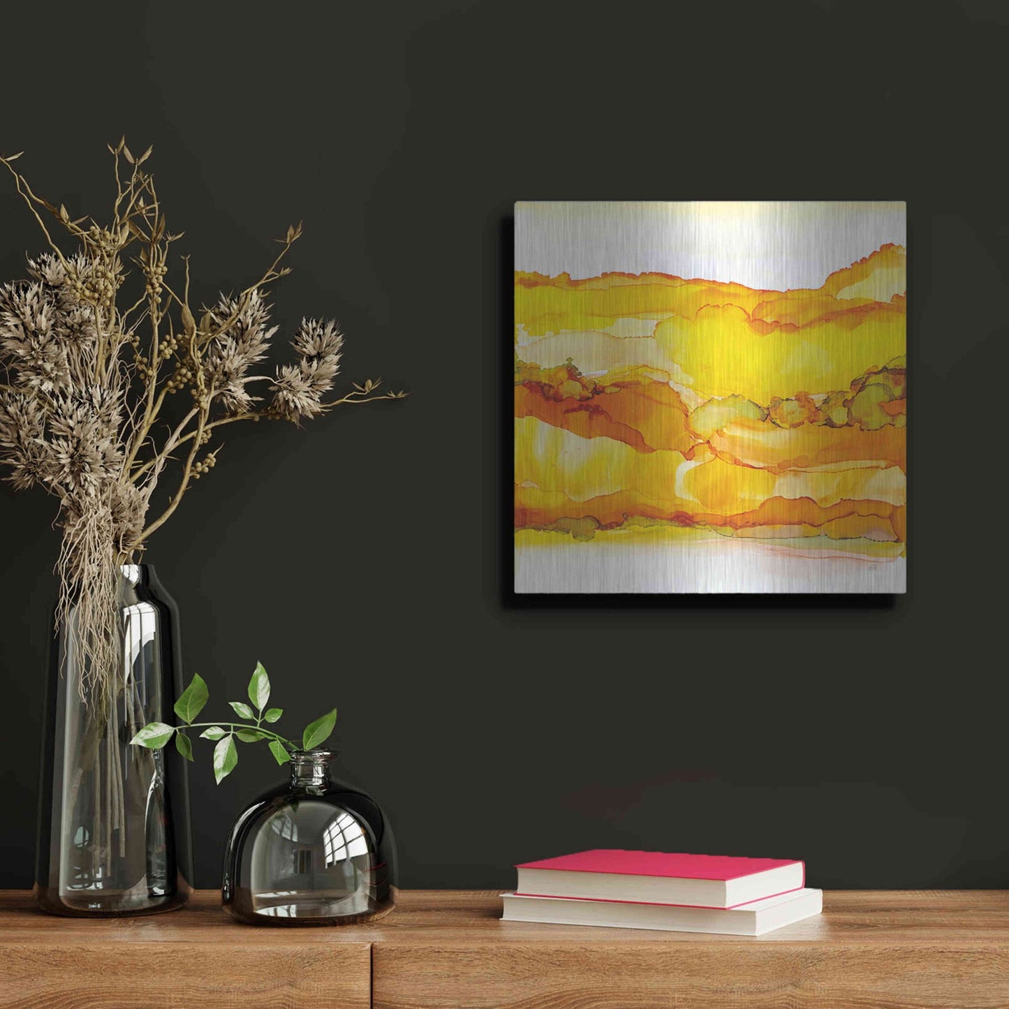Luxe Metal Art 'Yellowscape II' by Chris Paschke, Metal Wall Art,12x12