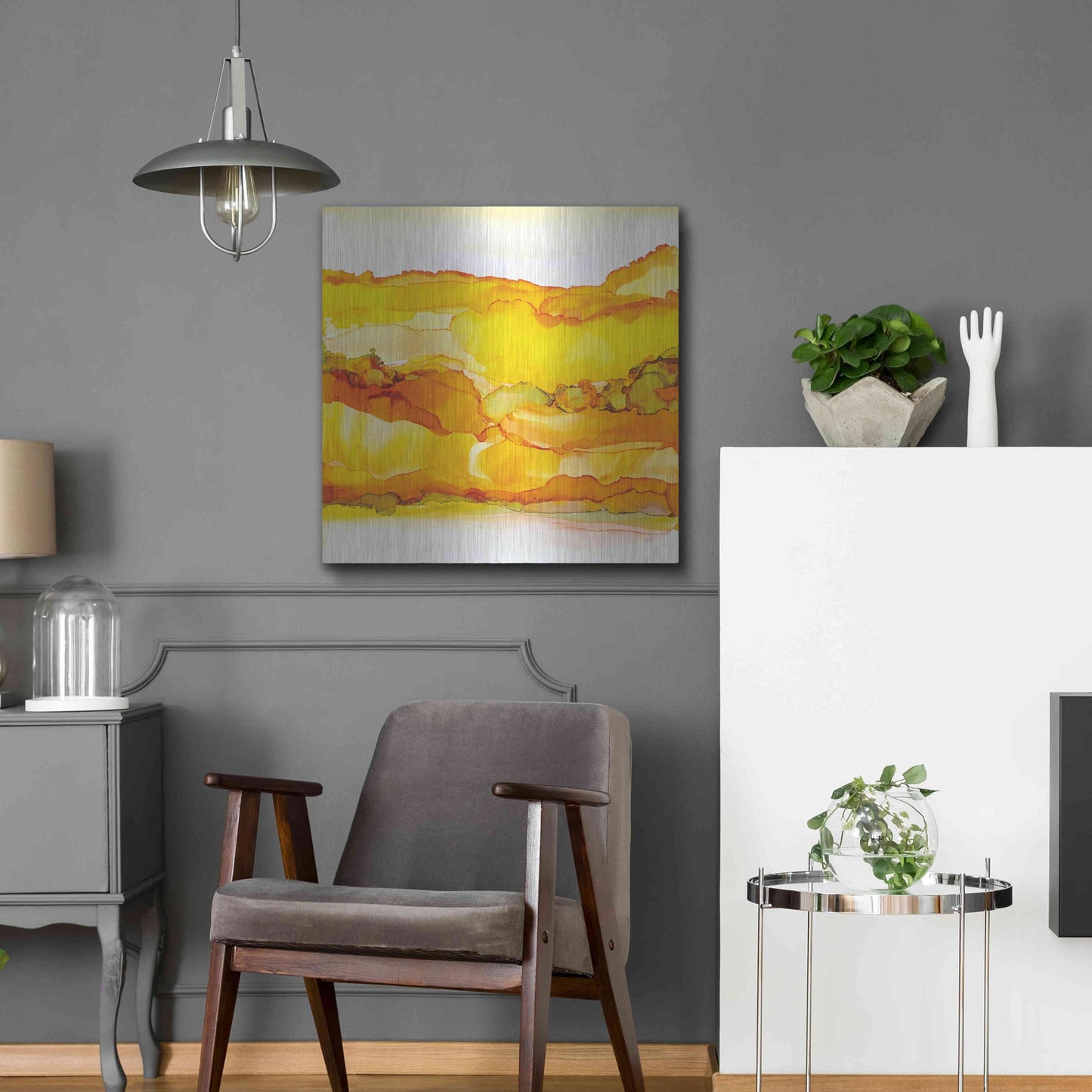 Luxe Metal Art 'Yellowscape II' by Chris Paschke, Metal Wall Art,24x24