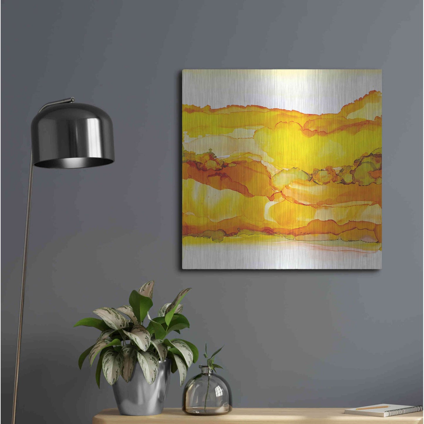 Luxe Metal Art 'Yellowscape II' by Chris Paschke, Metal Wall Art,24x24