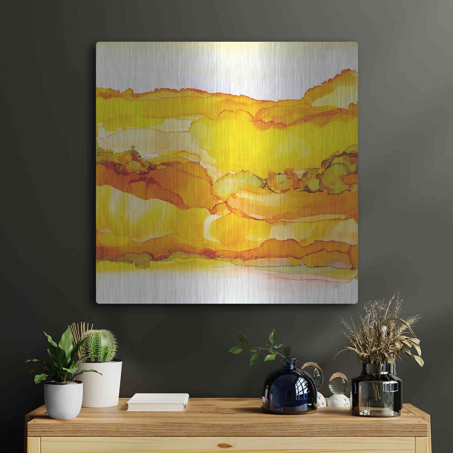 Luxe Metal Art 'Yellowscape II' by Chris Paschke, Metal Wall Art,24x24
