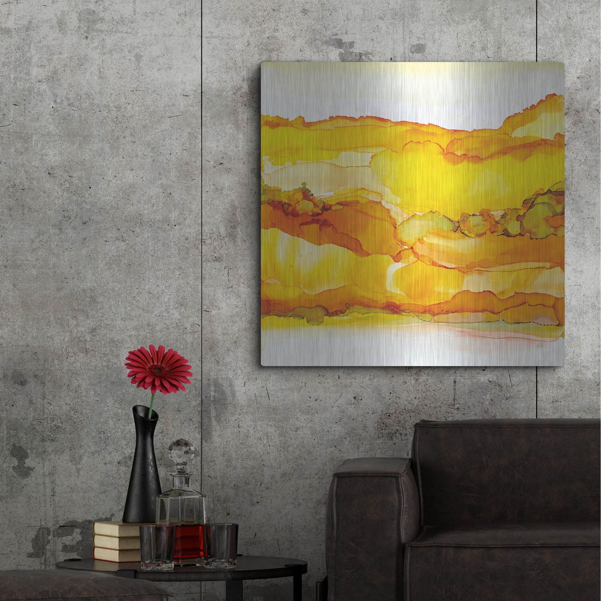 Luxe Metal Art 'Yellowscape II' by Chris Paschke, Metal Wall Art,36x36