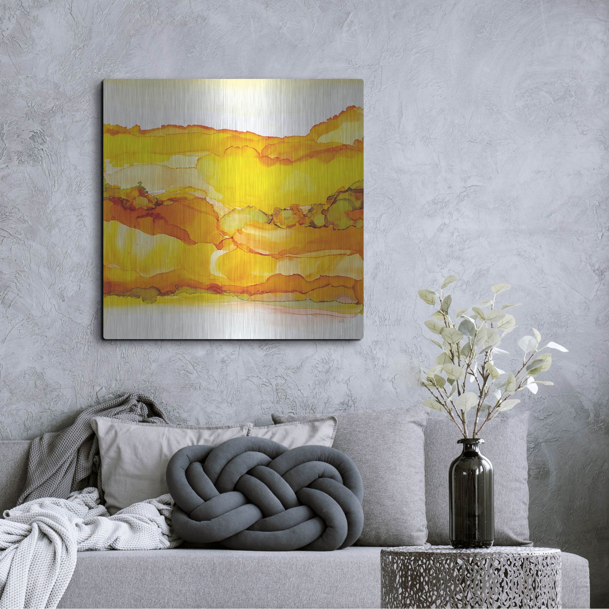 Luxe Metal Art 'Yellowscape II' by Chris Paschke, Metal Wall Art,36x36