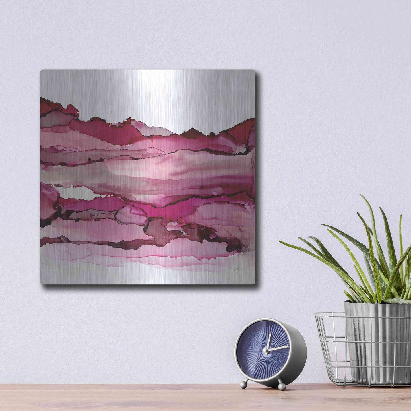 Luxe Metal Art 'Pinkscape II' by Chris Paschke, Metal Wall Art,12x12