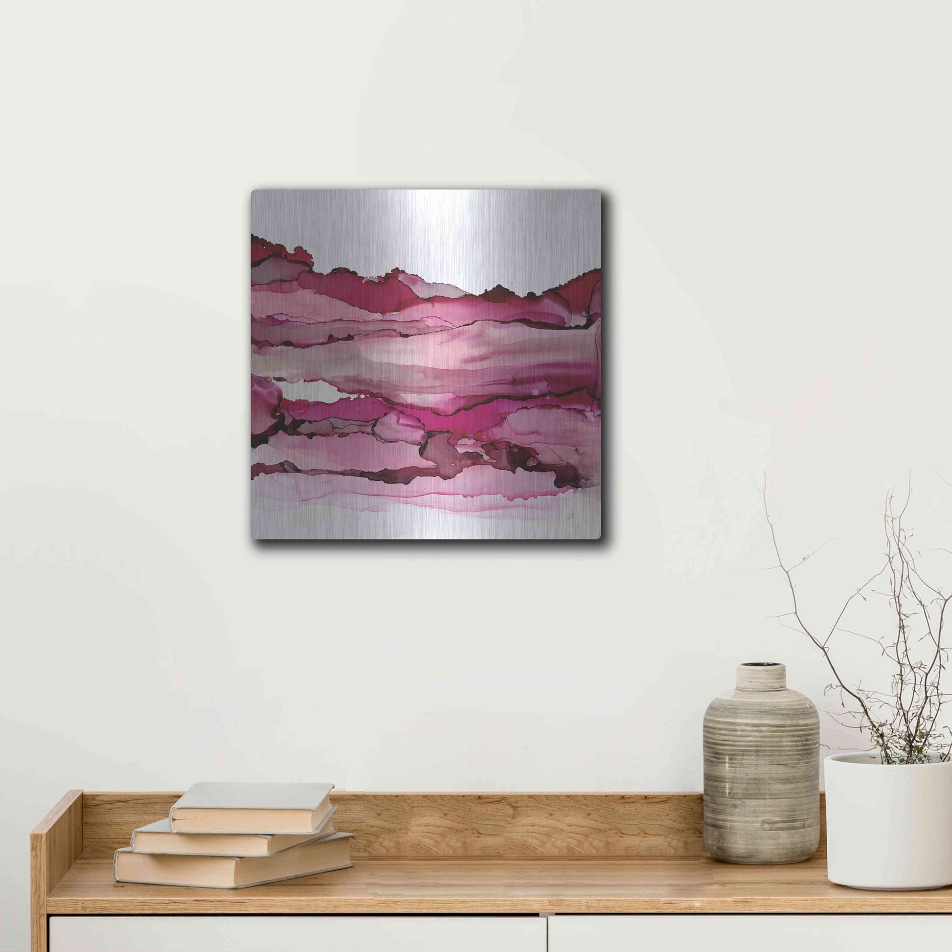 Luxe Metal Art 'Pinkscape II' by Chris Paschke, Metal Wall Art,12x12