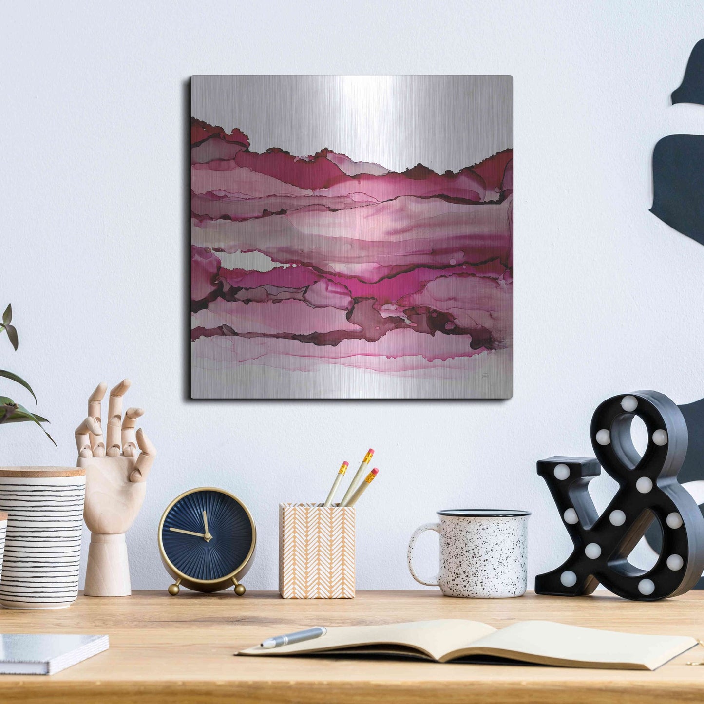 Luxe Metal Art 'Pinkscape II' by Chris Paschke, Metal Wall Art,12x12