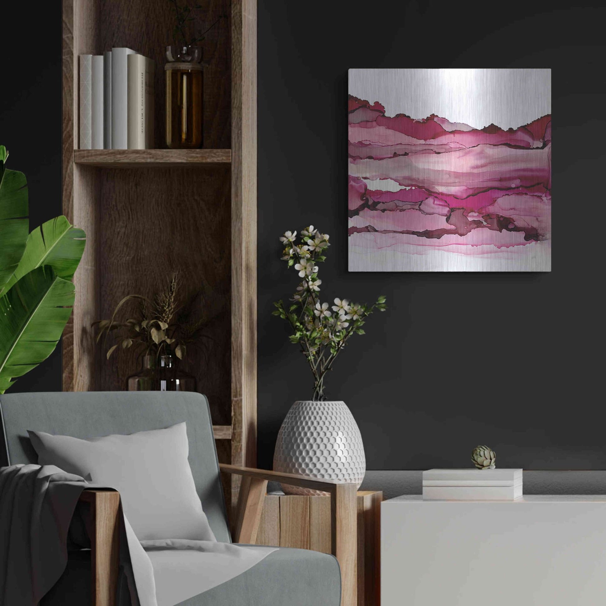 Luxe Metal Art 'Pinkscape II' by Chris Paschke, Metal Wall Art,24x24