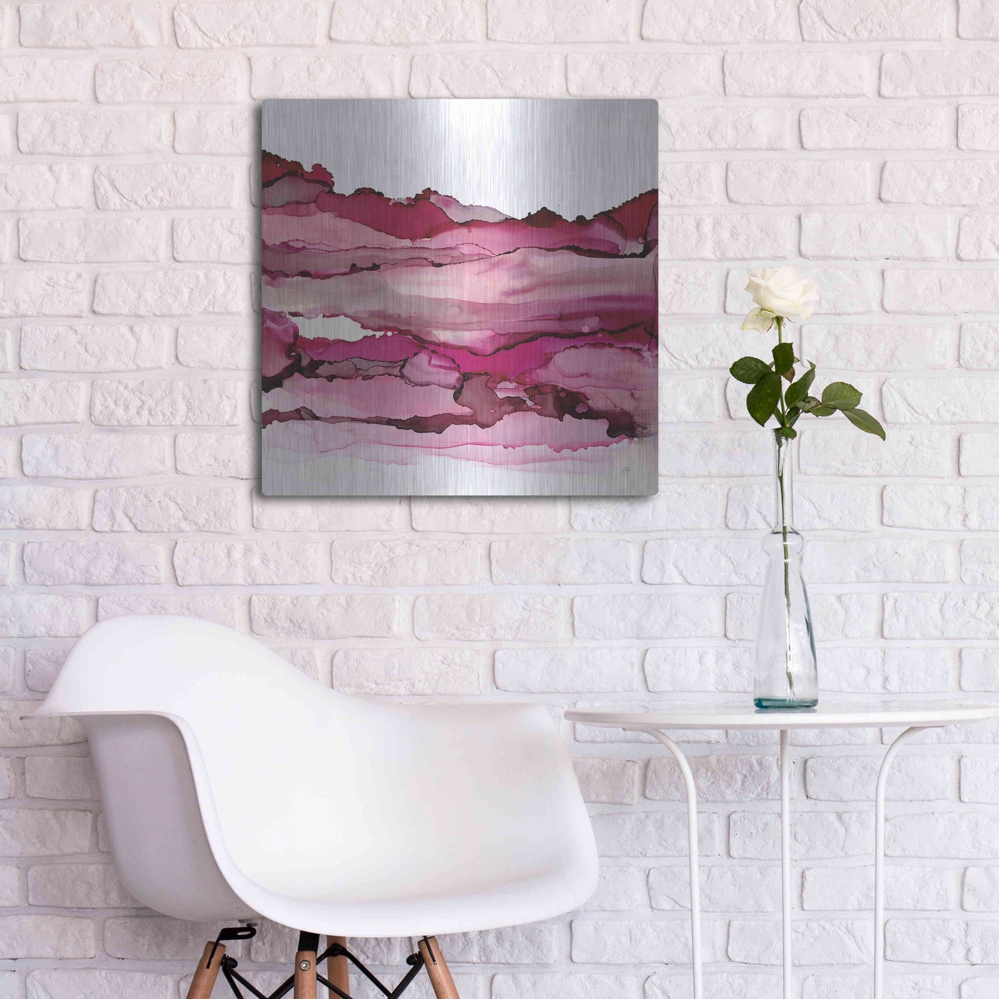 Luxe Metal Art 'Pinkscape II' by Chris Paschke, Metal Wall Art,24x24