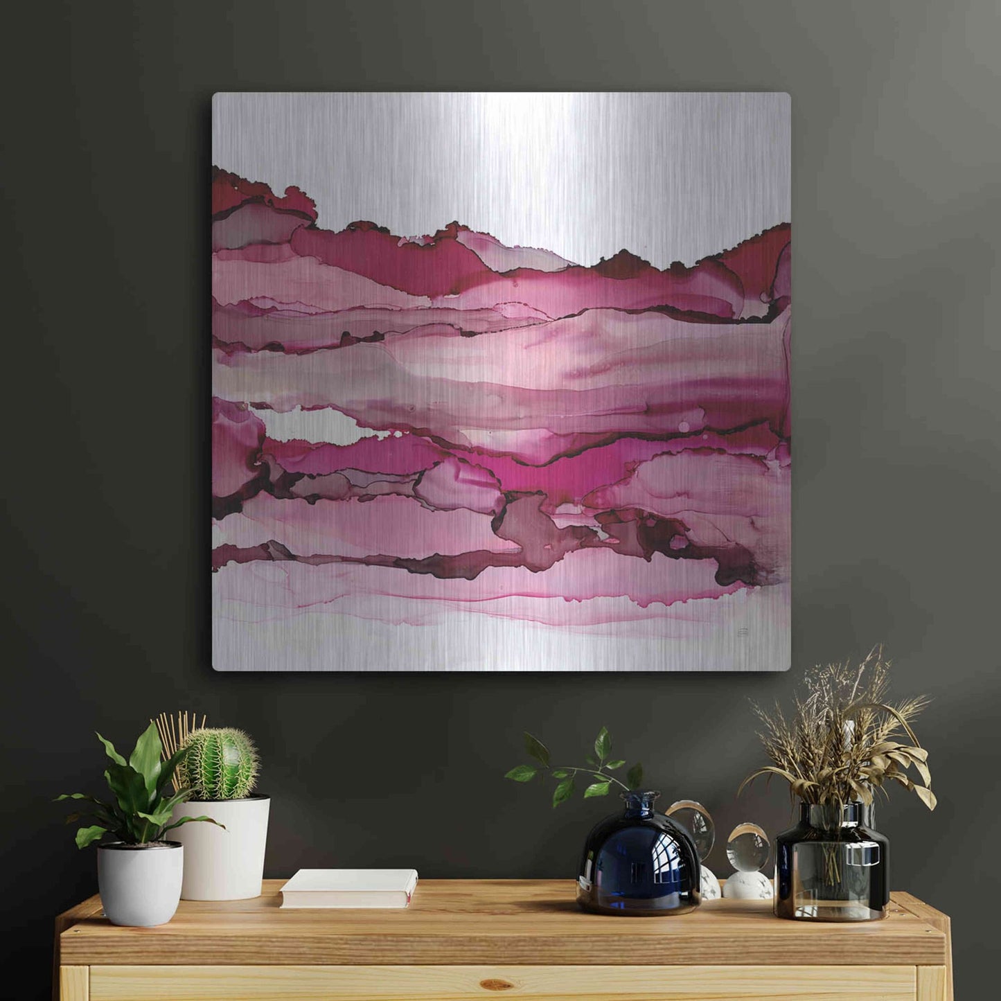 Luxe Metal Art 'Pinkscape II' by Chris Paschke, Metal Wall Art,24x24