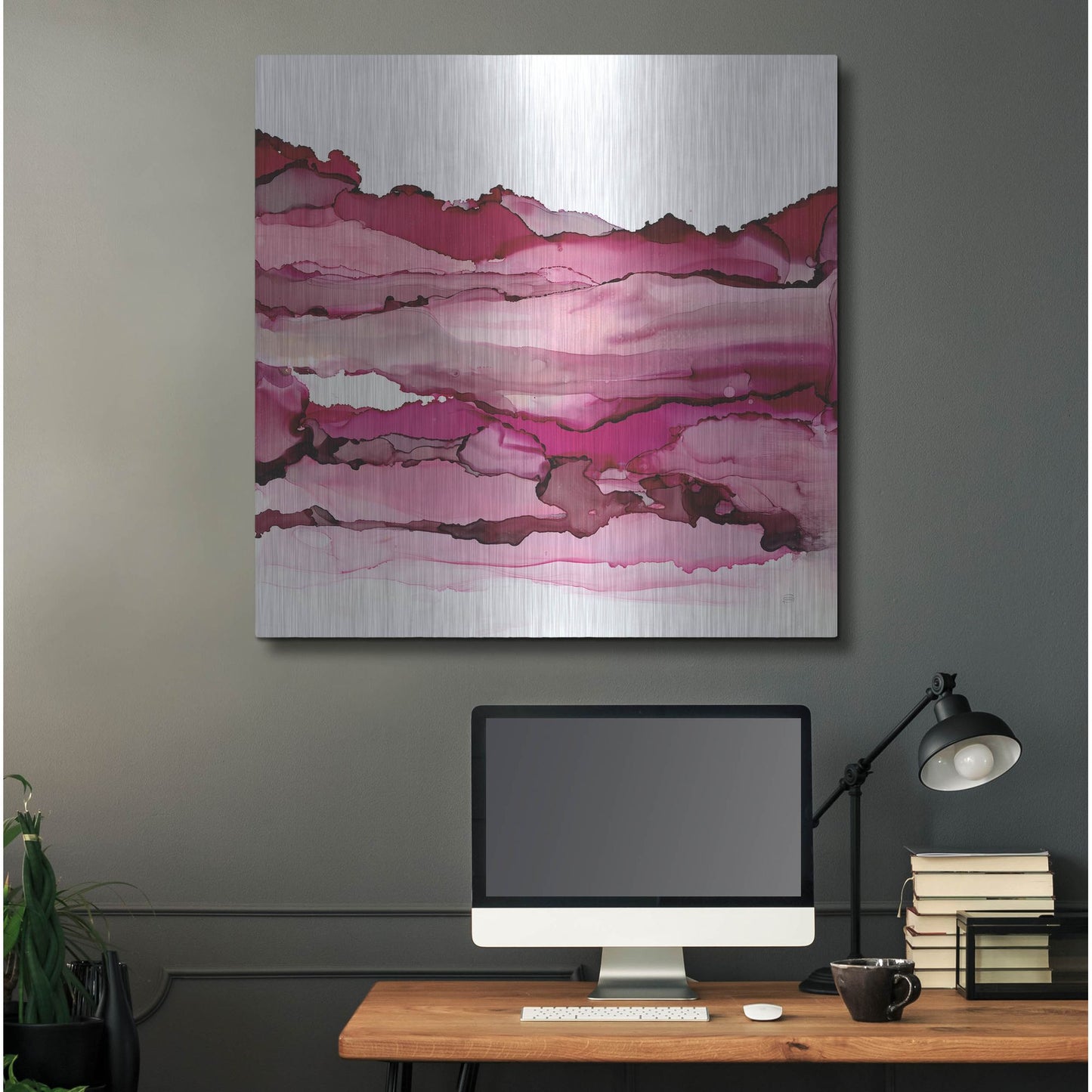 Luxe Metal Art 'Pinkscape II' by Chris Paschke, Metal Wall Art,36x36