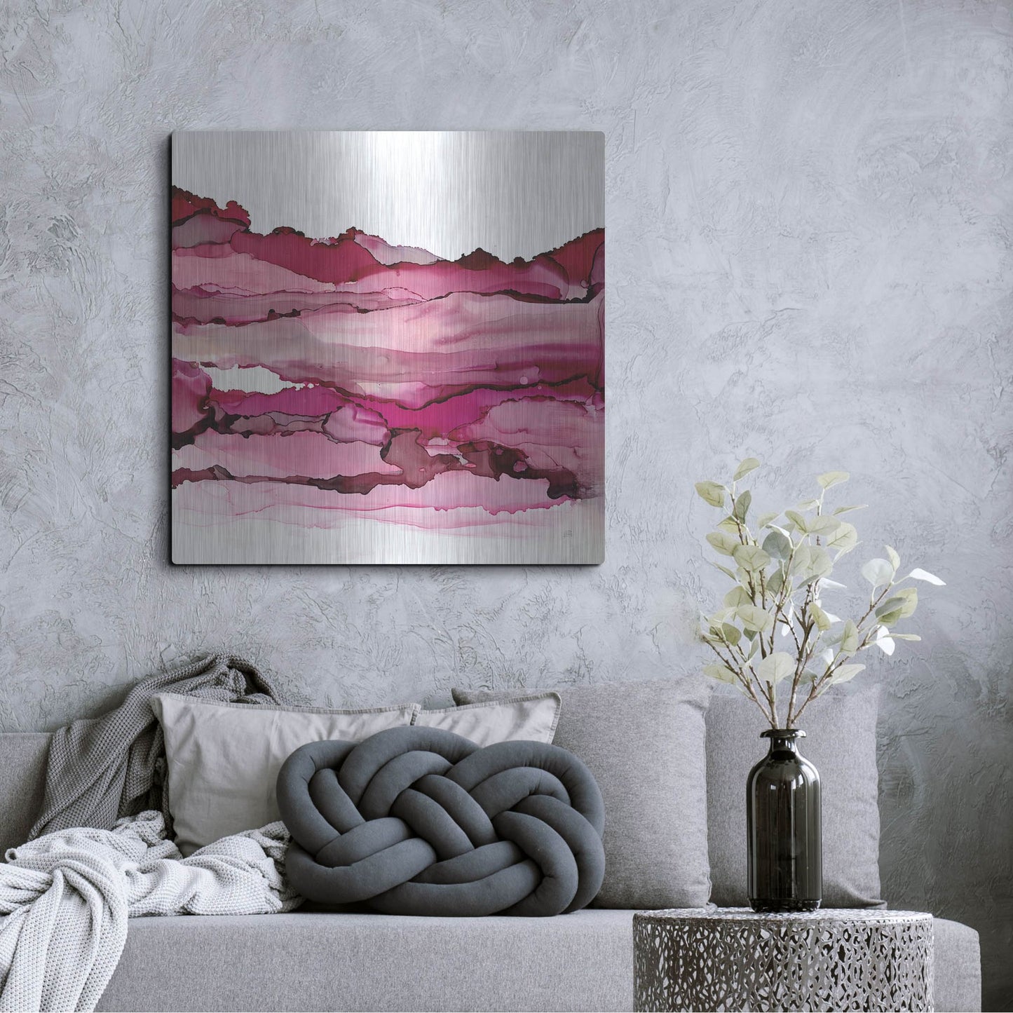 Luxe Metal Art 'Pinkscape II' by Chris Paschke, Metal Wall Art,36x36