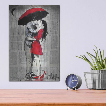 Luxe Metal Art 'Red Rainy Love' by Loui Jover, Metal Wall Art,12x16