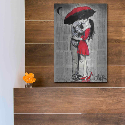 Luxe Metal Art 'Red Rainy Love' by Loui Jover, Metal Wall Art,12x16