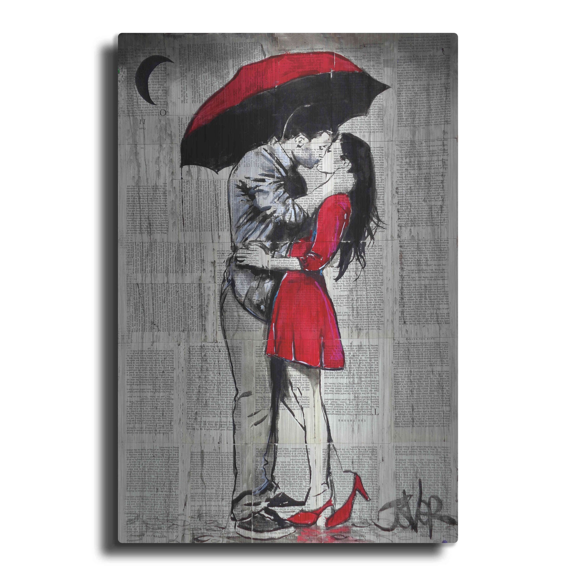 Luxe Metal Art 'Red Rainy Love' by Loui Jover, Metal Wall Art