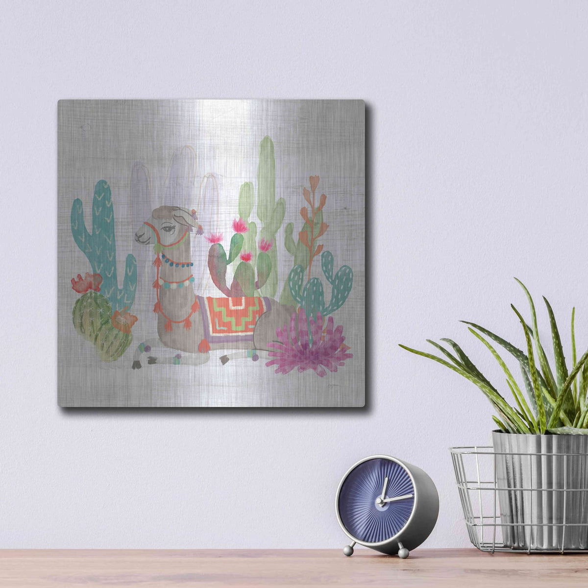 'Lovely Llamas I' by Mary Urban – Metal Wall Art, 12x12 room view