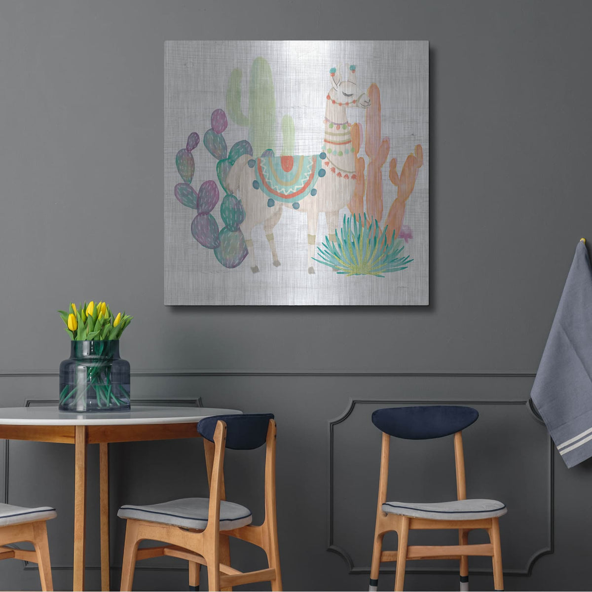 'Lovely Llamas II' by Mary Urban – Metal Wall Art, 36x36 room view