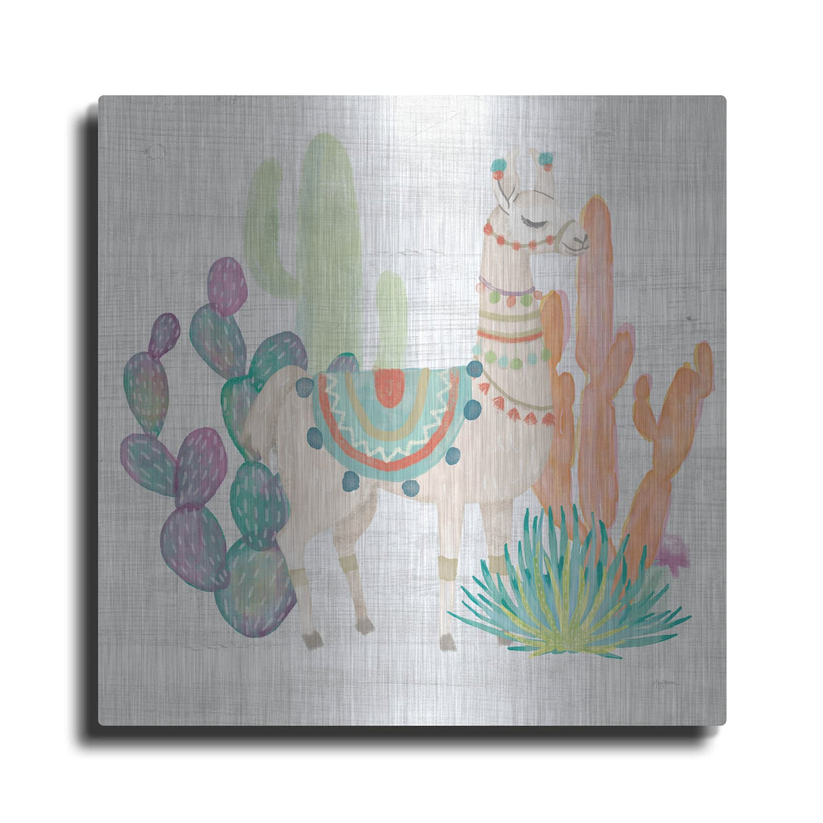'Lovely Llamas II' by Mary Urban – Metal Wall Art