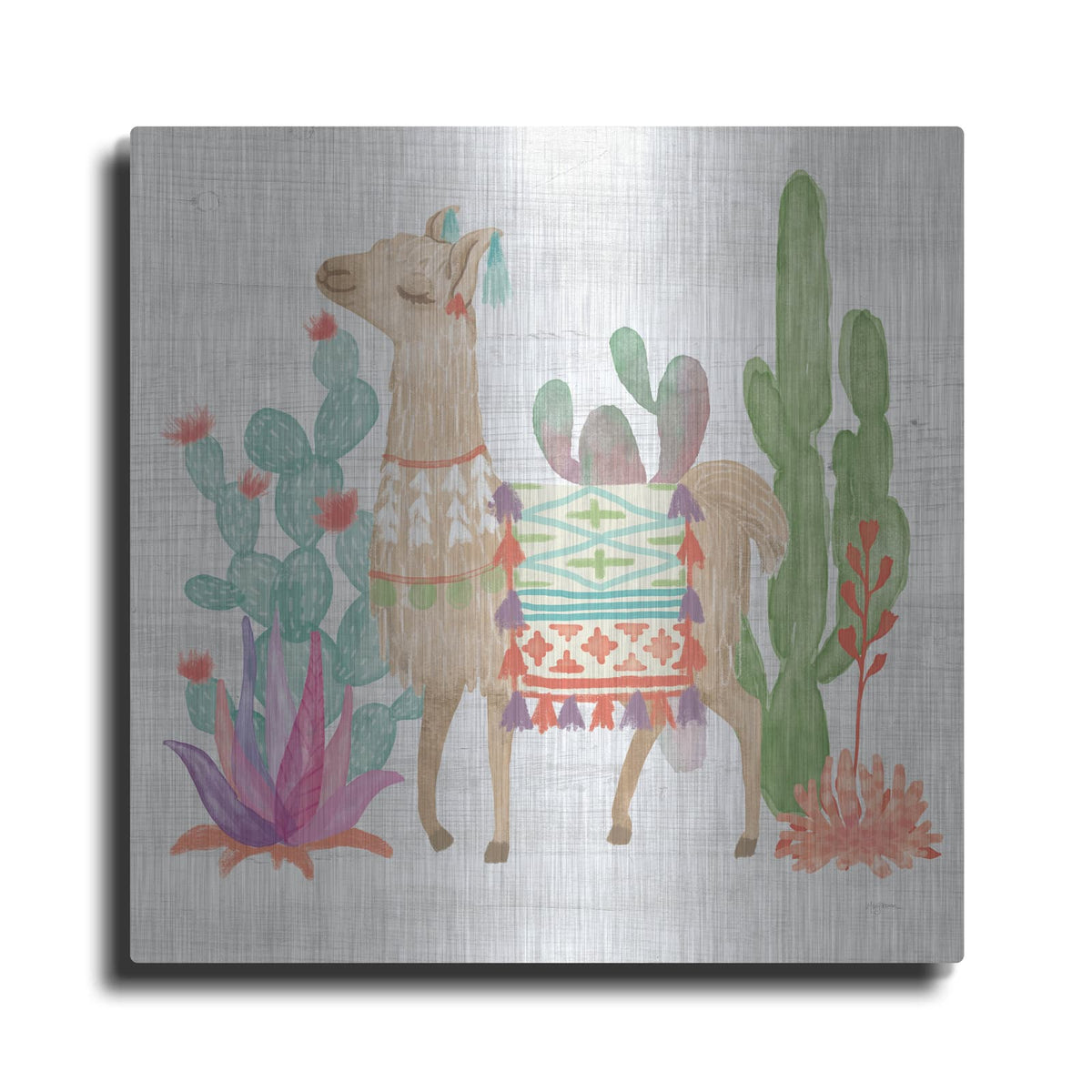 'Lovely Llamas IV' by Mary Urban – Metal Wall Art