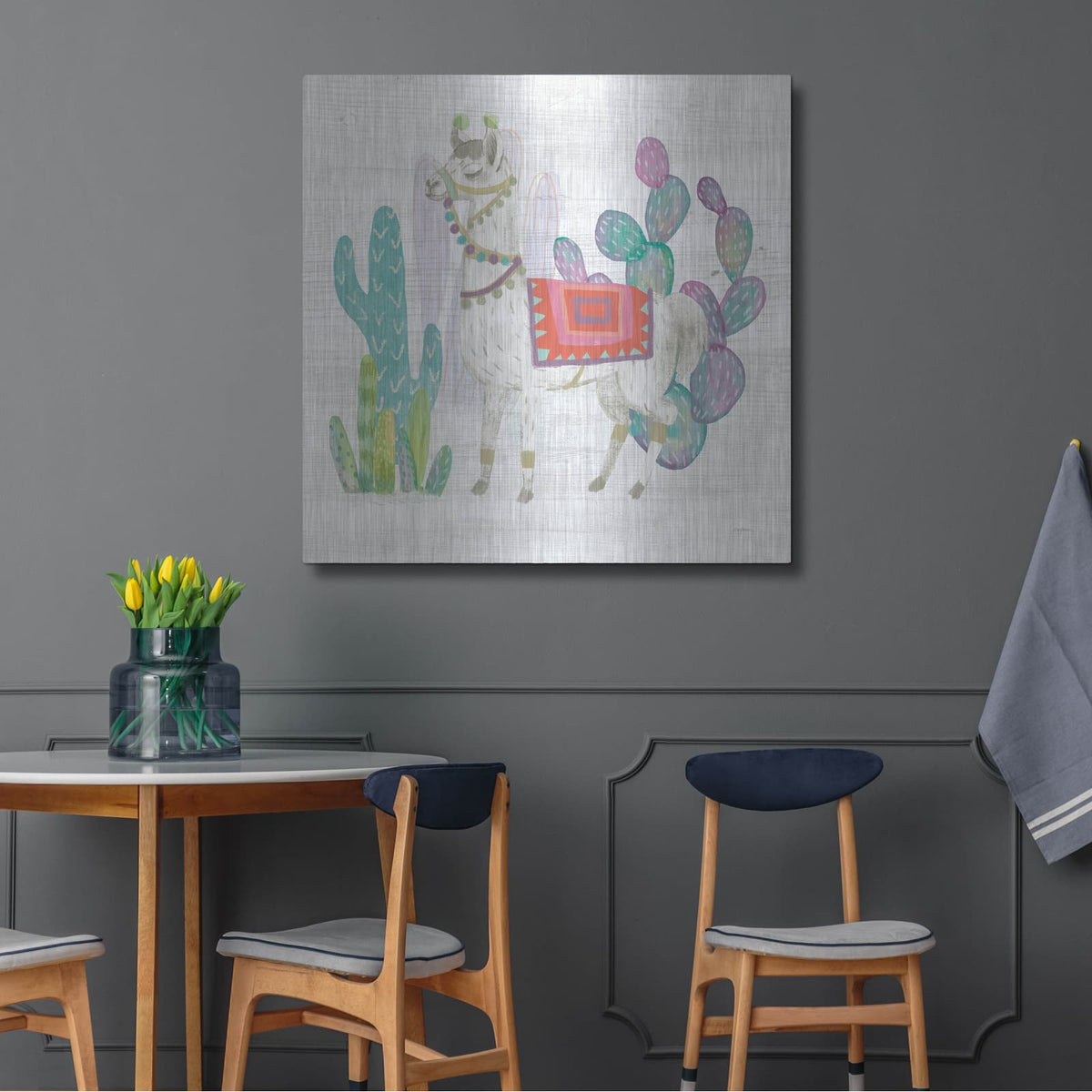 'Lovely Llamas V' by Mary Urban – Metal Wall Art, 36x36 room view