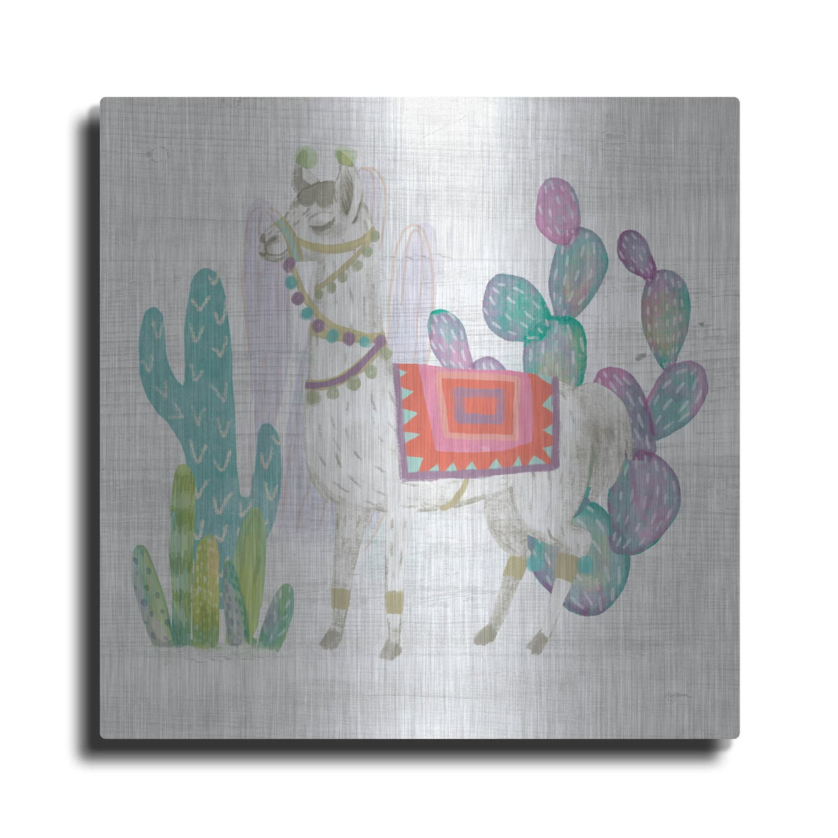 'Lovely Llamas V' by Mary Urban – Metal Wall Art