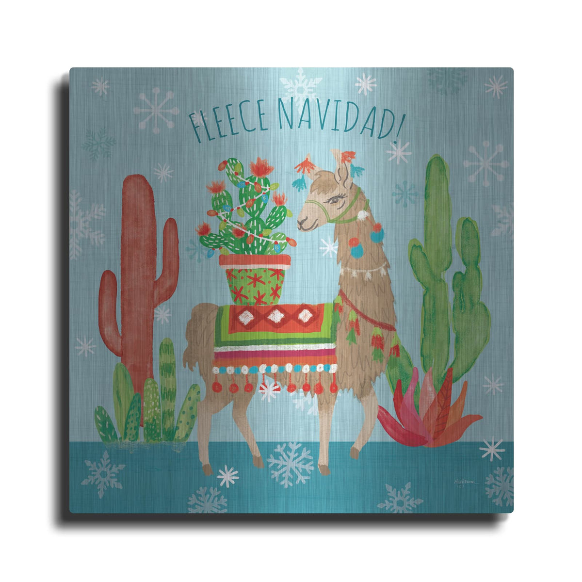 'Lovely Llamas Christmas III' by Mary Urban – Metal Wall Art