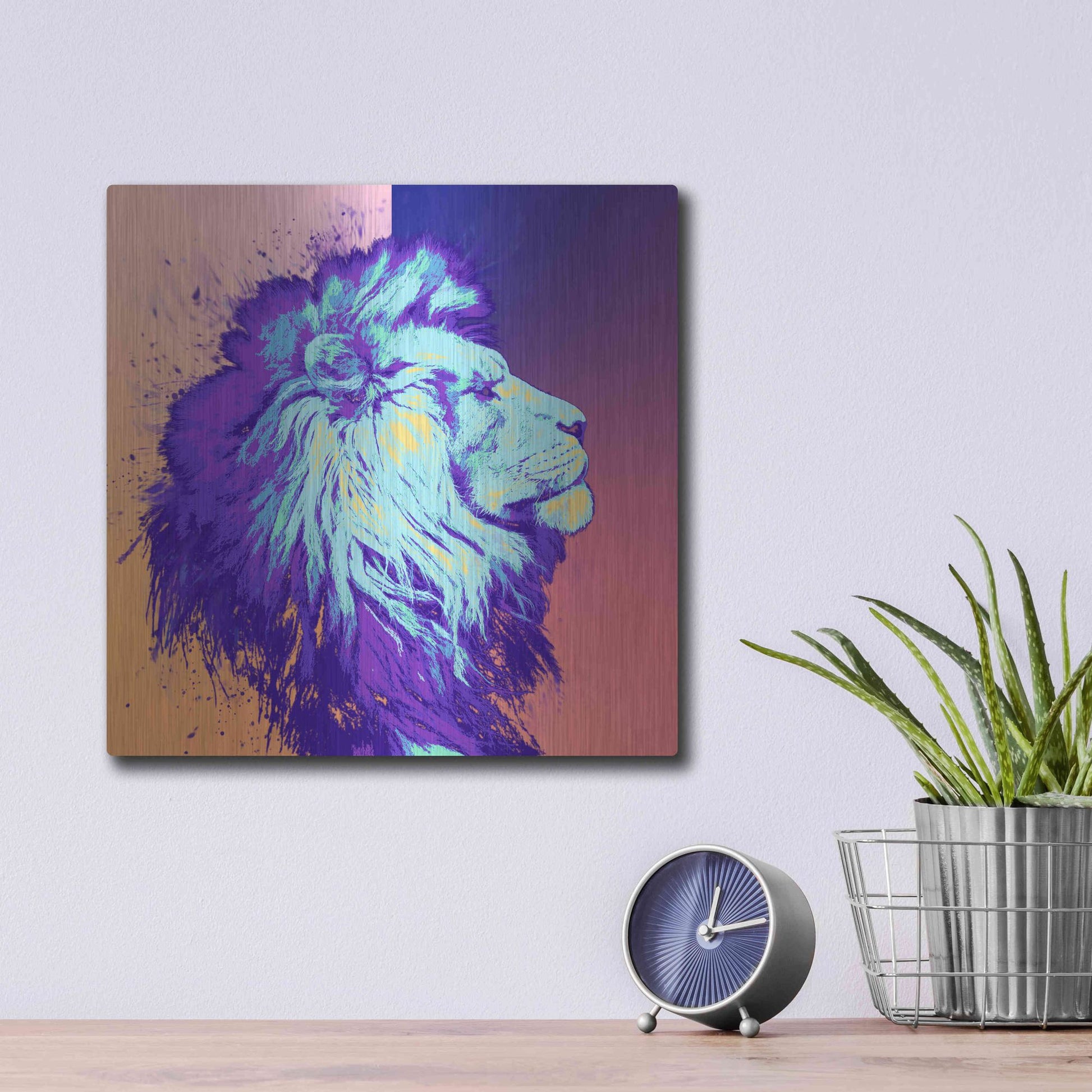 Luxe Metal Art 'A Lion', Metal Wall Art,12x12