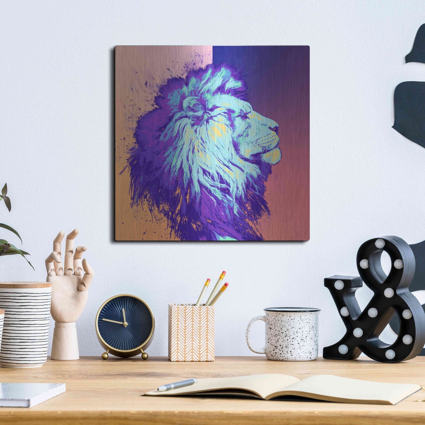 Luxe Metal Art 'A Lion', Metal Wall Art,12x12