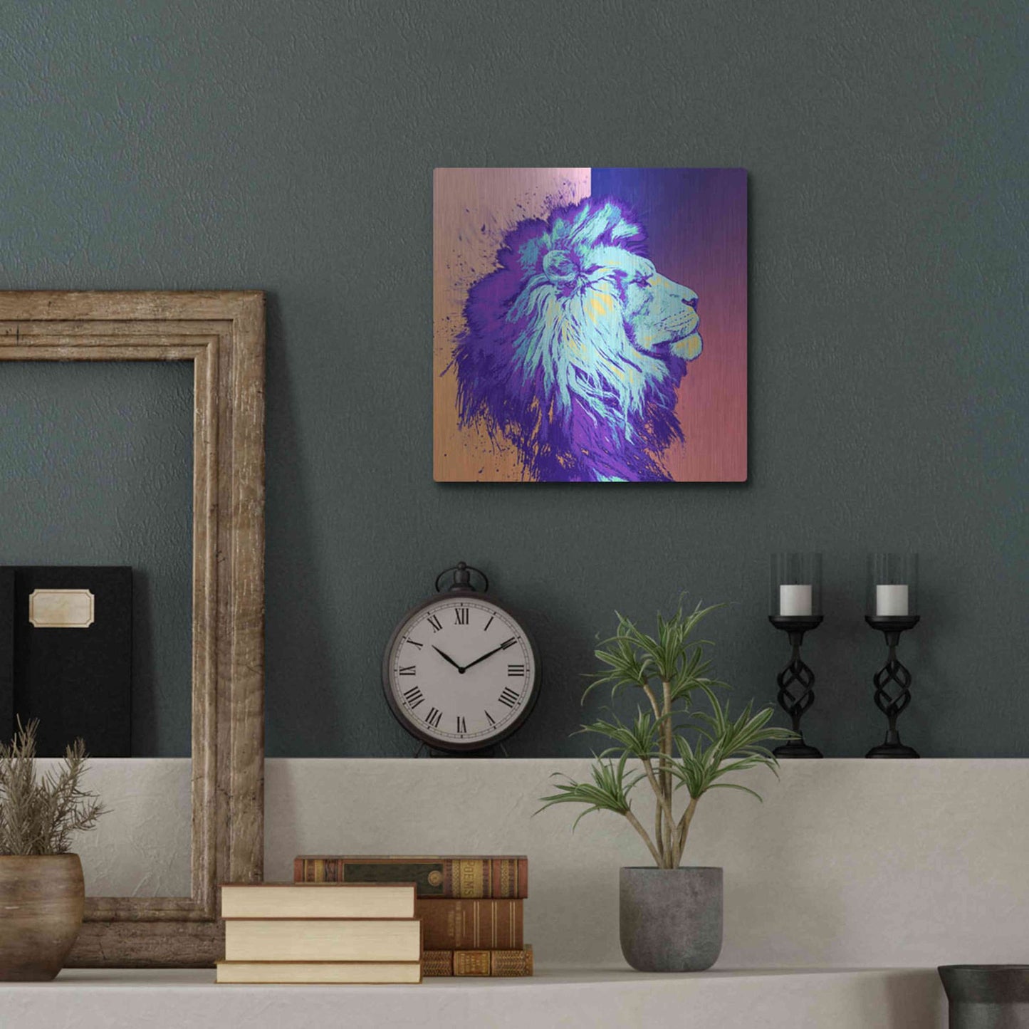Luxe Metal Art 'A Lion', Metal Wall Art,12x12
