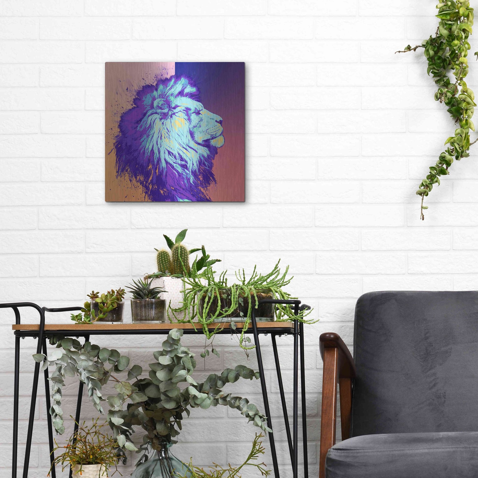Luxe Metal Art 'A Lion', Metal Wall Art,12x12