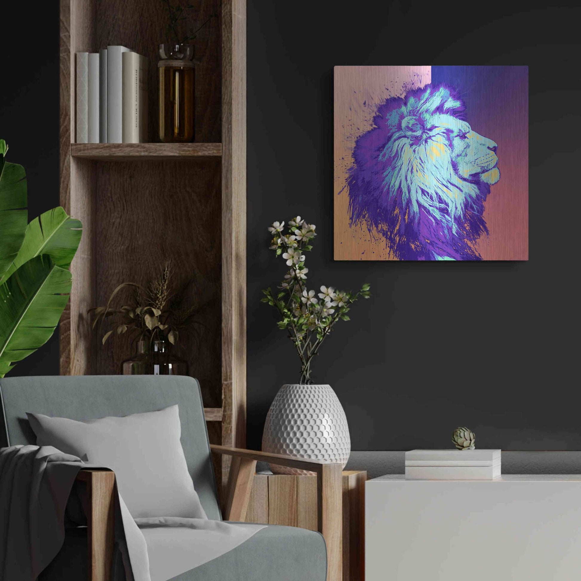 Luxe Metal Art 'A Lion', Metal Wall Art,24x24