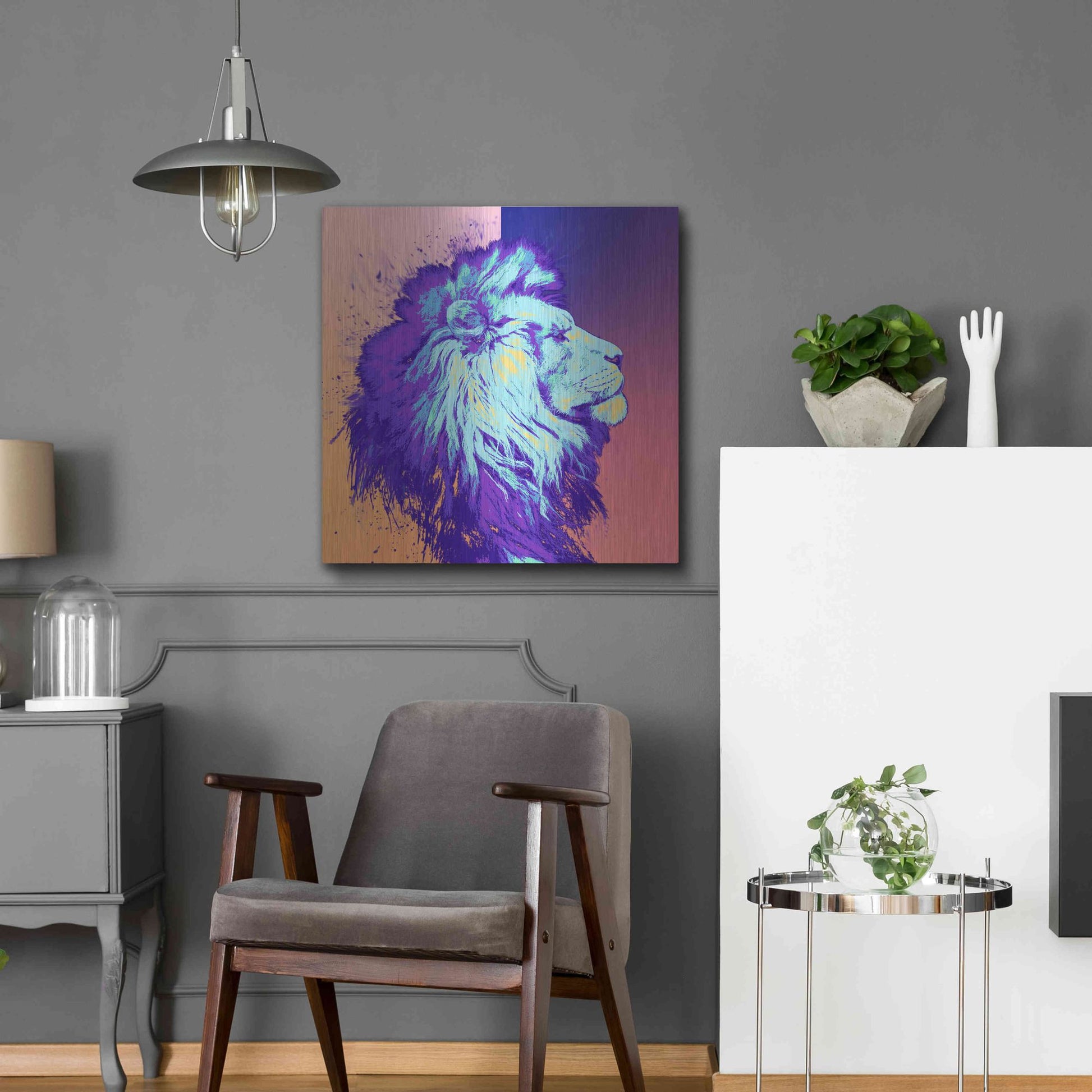 Luxe Metal Art 'A Lion', Metal Wall Art,24x24