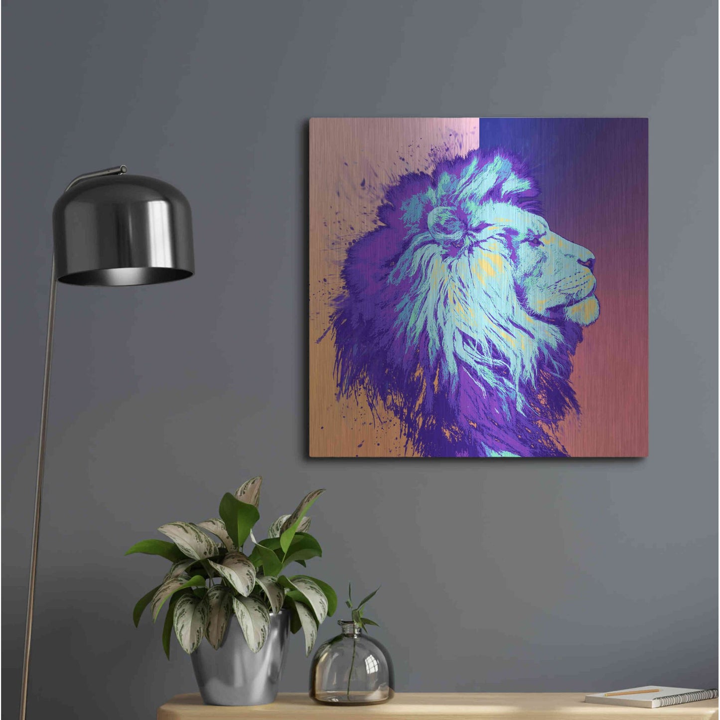 Luxe Metal Art 'A Lion', Metal Wall Art,24x24