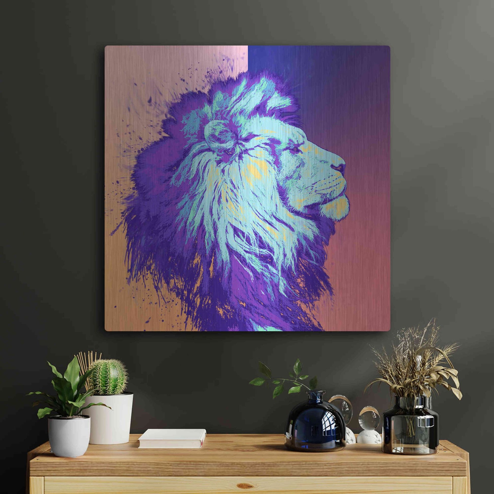 Luxe Metal Art 'A Lion', Metal Wall Art,24x24
