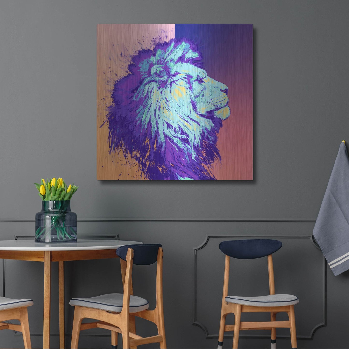 Luxe Metal Art 'A Lion', Metal Wall Art,36x36